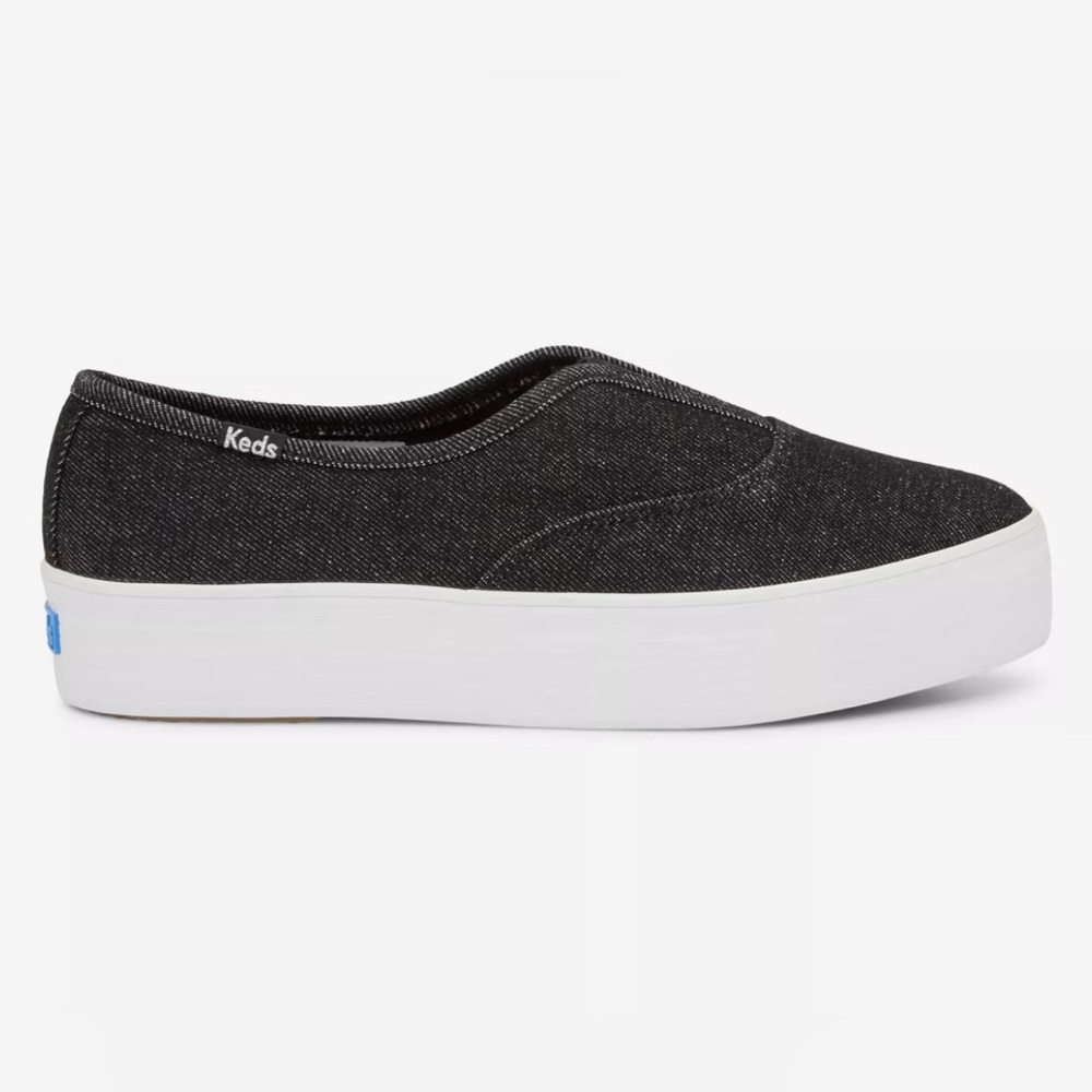 Keds Point Denim Women’s Black and White Slip-On Sneakers Size 7